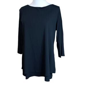 J. JILL PURE JILL Boat Neck Layered Tunic Top Medium Black Soft Staple Basic